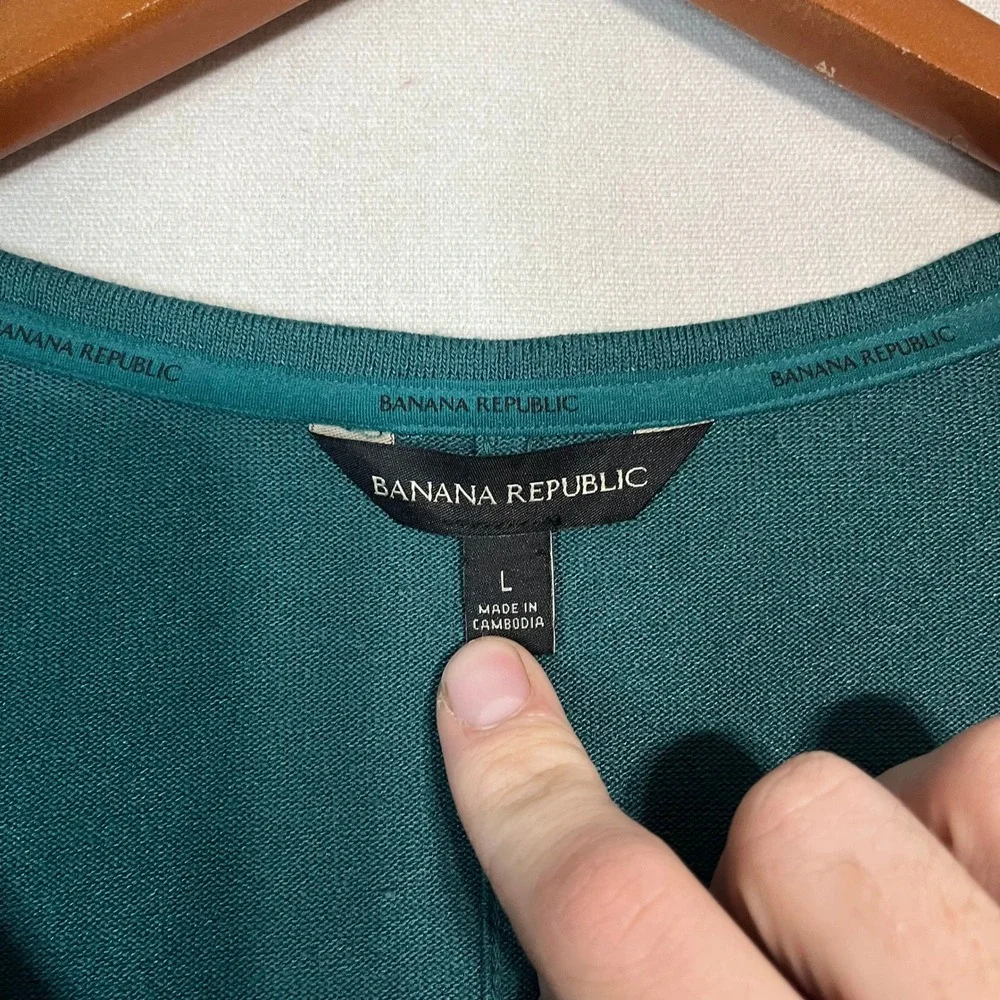 Banana Republic Teal Green Ribbed‎ Knit Oversized Long Sleeve Sweater  - Size L